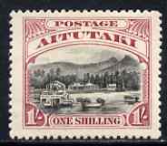 Cook Islands - Aitutaki 1920 Pictorial 1s mounted mint SG29, stamps on , stamps on  stamps on cook islands - aitutaki 1920 pictorial 1s mounted mint sg29