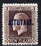 Cook Islands - Aitutaki 1917-18 KG5 3d chocolate P14 x 14.5 unmounted mint SG16, stamps on , stamps on  kg5 , stamps on 