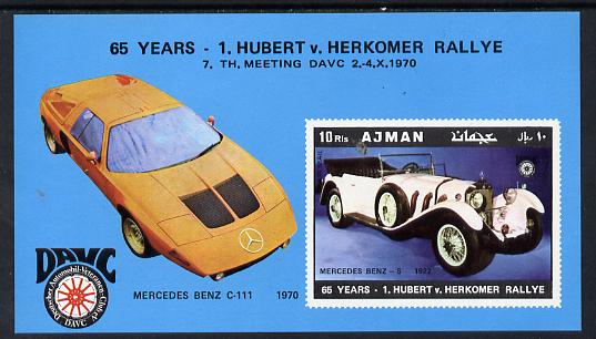 Ajman 1970 Cars (65th Herkomer Rally) imperf m/sheet unmounted mint (Mi BL 215) , stamps on , stamps on  stamps on cars     mercedes benz