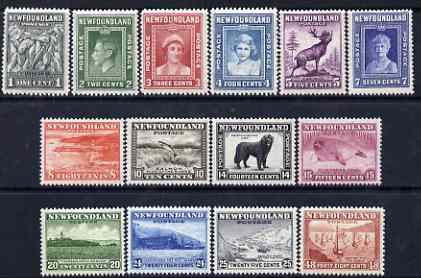 Newfoundland 1941-44 KG6 Pictorial set complete 1c to 48c fresh mounted mint SG 276-89, stamps on , stamps on  kg6 , stamps on 