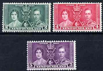 Newfoundland 1937 KG6 Coronation perf set of 3 unmounted mint, SG 254-56, stamps on , stamps on  kg6 , stamps on 
