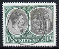 St Kitts-Nevis 1938-50 KG6 1s P14 used SG75b, stamps on , stamps on  stamps on , stamps on  stamps on  kg6 , stamps on  stamps on 