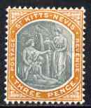St Kitts-Nevis 1905-18 Medicinal Spring 3d MCA mounted mint SG18a, stamps on 