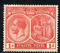 St Kitts-Nevis 1921-29 KG5 Script CA Medicinal Spring 1d red mounted mint SG38, stamps on , stamps on  stamps on , stamps on  stamps on  kg5 , stamps on  stamps on 