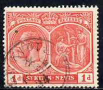 St Kitts-Nevis 1921-29 KG5 Script CA Medicinal Spring 1d red used SG38