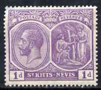 St Kitts-Nevis 1921-29 KG5 Script CA Medicinal Spring 1d violet unmounted mint SG39, stamps on , stamps on  kg5 , stamps on 