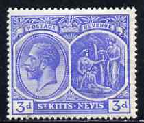 St Kitts-Nevis 1921-29 KG5 Script CA Medicinal Spring 3d blue mounted mint SG45, stamps on , stamps on  kg5 , stamps on 