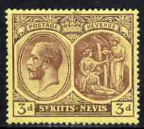 St Kitts-Nevis 1921-29 KG5 Script CA Medicinal Spring 3d purple on yellow unmounted mint SG45a, stamps on , stamps on  stamps on , stamps on  stamps on  kg5 , stamps on  stamps on 