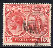 St Kitts-Nevis 1921-29 KG5 Script CA Columbus 1.5d red used SG40, stamps on , stamps on  kg5 , stamps on columbus, stamps on explorers
