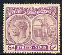 St Kitts-Nevis 1921-29 KG5 Script CA Columbus 6d dull & bright purple mounted mint SG46, stamps on , stamps on  stamps on , stamps on  stamps on  kg5 , stamps on  stamps on columbus, stamps on  stamps on explorers
