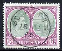 St Kitts-Nevis 1938-50 KG6 6d P14 used SG74c/d, stamps on , stamps on  stamps on , stamps on  stamps on  kg6 , stamps on  stamps on 