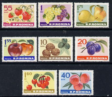 Rumania 1963 Fruits & Nuts set of 8 unmounted mint, SG 3041-48,  Mi 2176-83*, stamps on food, stamps on fruit