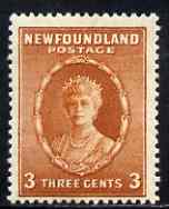 Newfoundland 1932 Queen Mary 3c orange-brown mounted mint SG211, stamps on , stamps on  stamps on newfoundland 1932 queen mary 3c orange-brown mounted mint sg211