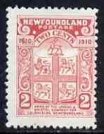 Newfoundland 1910 Arms 2c rose P12 mounted mint SG96, stamps on , stamps on  stamps on newfoundland 1910 arms 2c rose p12 mounted mint sg96