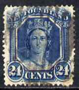 Newfoundland 1865-71 Queen Victoria 24c blue used SG30, stamps on , stamps on  stamps on newfoundland 1865-71 queen victoria 24c blue used sg30