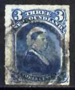 Newfoundland 1876-79 Queen Victoria 3c blue used SG42, stamps on , stamps on  stamps on newfoundland 1876-79 queen victoria 3c blue used sg42