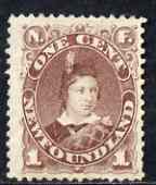 Newfoundland 1880-82 King Edward VII 1c dull purple unused (no gum) SG44/a, stamps on , stamps on  ke7 , stamps on 