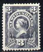 Newfoundland 1890 Queen Victoria 3c slate mounted mint but with gum creases SG55, stamps on 