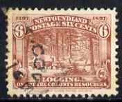 Newfoundland 1897 400th Anniversary Logging 6c red-brown used SG71, stamps on , stamps on  stamps on newfoundland 1897 400th anniversary logging 6c red-brown used sg71