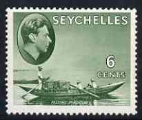 Seychelles 1938-49 KG6 Fishing Pirogue 6c greyish-green mtd mint SG137a, stamps on , stamps on  kg6 , stamps on 