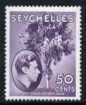 Seychelles 1938-49 KG6 Coco Palm 50c reddish-violet mtd mint SG144, stamps on , stamps on  kg6 , stamps on 