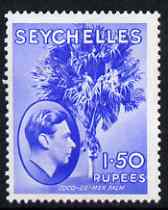 Seychelles 1938-49 KG6 Coco Palm 1r50 ultramarine mtd mint SG147a, stamps on , stamps on  kg6 , stamps on 