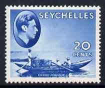 Seychelles 1938-49 KG6 Fishing Pirogue 20c blue mtd mint SG140, stamps on , stamps on  kg6 , stamps on 