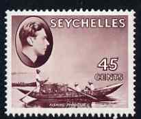 Seychelles 1938-49 KG6 Fishing Pirogue 45c chocolate mtd mint SG143a, stamps on , stamps on  kg6 , stamps on 