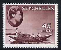 Seychelles 1938-49 KG6 Fishing Pirogue 45c purple-brown mtd mint SG143b, stamps on , stamps on  kg6 , stamps on 