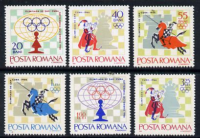 Rumania 1966 Chess World Championship set of 6 unmounted mint, SG 3345-50, Mi 2478-83, stamps on , stamps on  stamps on chess