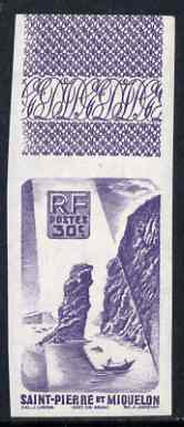 St Pierre & Miquelon 1947-52 Soldier's Cove 30c blue-violet imperf marginal unmounted mint, as SG 362, stamps on , stamps on  stamps on st pierre & miquelon 1947-52 soldier's cove 30c blue-violet imperf marginal unmounted mint, stamps on  stamps on  as sg 362