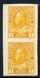 Canada 1922-31 KG5 1c chrome-yellow imperf vert pair mtd mint SG259, stamps on , stamps on  kg5 , stamps on 