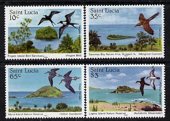 St Lucia 1985 Nature Reserves set of 4 (SG 820-23) unmounted mint, stamps on , stamps on  stamps on birds     frigate    cuckoo    sandpiper      shearwater