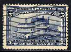 Canada 1908 Quebec Tercentenary 5c indigo used SG191, stamps on , stamps on  stamps on canada 1908 quebec tercentenary 5c indigo used sg191