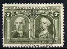 Canada 1908 Quebec Tercentenary 7c olive cds used but tiny thin, SG192, stamps on , stamps on  stamps on canada 1908 quebec tercentenary 7c olive cds used but tiny thin, stamps on  stamps on  sg192
