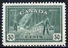 Canada 1946-47 KG6 Peace 50c Lumbering unmounted mint SG 404, stamps on , stamps on  kg6 , stamps on  ww2 , stamps on 