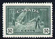 Canada 1946-47 KG6 Peace 50c Lumbering mounted mint SG 404, stamps on , stamps on  kg6 , stamps on  ww2 , stamps on 