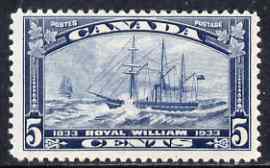 Canada 1933 Steamboat Crossing 5c blue mtd mint, SG 331, stamps on , stamps on  stamps on canada 1933 steamboat crossing 5c blue mtd mint, stamps on  stamps on  sg 331