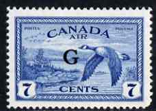 Canada 1950-52 Official 7c Canada Geese opt'd 'G' mounted mint, SG O190, stamps on 