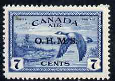 Canada 1949 Official 7c Canada Geese overprinted 'OHMS' mtd mint SG O171, stamps on , stamps on  stamps on canada 1949 official 7c canada geese overprinted 'ohms' mtd mint sg o171