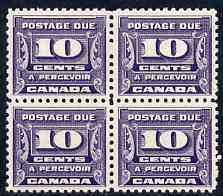 Canada 1933-34 Postage Due 10c violet block of 4 unmounted mint SG D17, stamps on , stamps on  stamps on canada 1933-34 postage due 10c violet block of 4 unmounted mint sg d17