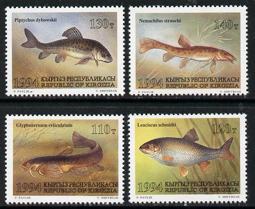 Kyrgyzstan 1994 Fish set of 4 unmounted mint, stamps on , stamps on  stamps on fish     marine-life