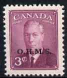 Canada 1949-50 KG6 Official 3c purple optd OHMS mtd mint SG O174, stamps on , stamps on  kg6 , stamps on 