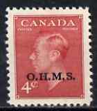 Canada 1949-50 KG6 Official 4c carmine opt'd OHMS mtd mint SG O175, stamps on , stamps on  kg6 , stamps on 