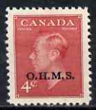 Canada 1949-50 KG6 Official 4c carmine optd OHMS mtd mint SG O175, stamps on , stamps on  kg6 , stamps on 