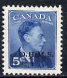 Canada 1949-50 KG6 Official 5c blue opt'd OHMS mtd mint SG O176