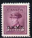 Canada 1949 KG6 Official 3c purple opt'd OHMS unmounted mint SG O164, stamps on , stamps on  stamps on , stamps on  stamps on  kg6 , stamps on  stamps on 