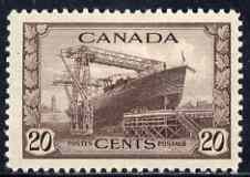 Canada 1942-48 KG6 War Effort 20c (Launching of Corvette) mtd mint SG 386, stamps on , stamps on  kg6 , stamps on 