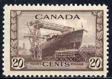 Canada 1942-48 KG6 War Effort 20c (Launching of Corvette) mtd mint SG 386, stamps on , stamps on  stamps on , stamps on  stamps on  kg6 , stamps on  stamps on 