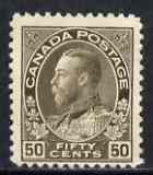 Canada 1911-22 KG5 50c sepia unused (no gum) SG215, stamps on , stamps on  kg5 , stamps on 